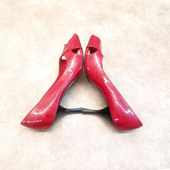 Apt. 9 Womens Kendal Size 7 Red Slip On Peep Toe Patent Heel Pumps - Picture 8 of 9